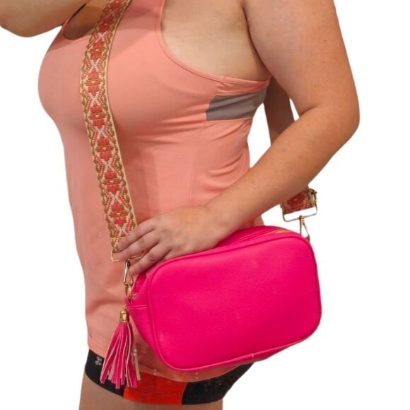 "The Sunday Bruncher" Hot Pink Cosmopolitan Camera Style Adjustable Strap Bag - Picture 1 of 16